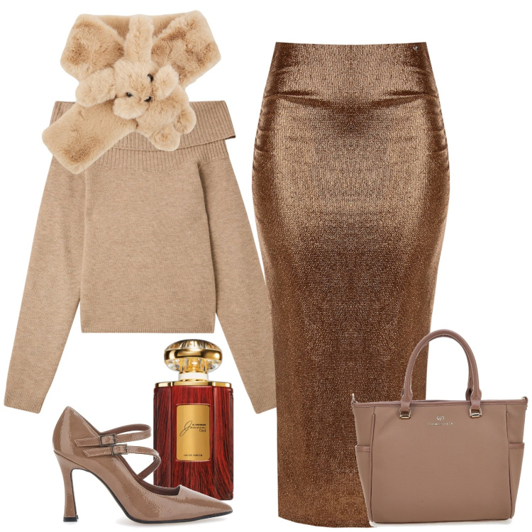 Outfit donna - Sconti su gli outfit shop Bantoa. Stile Bon Ton per Serata fuori. Abbinamento con profumi, maglieria, sciarpe, vestiti a tubino, borse a tracolla, décolleté.