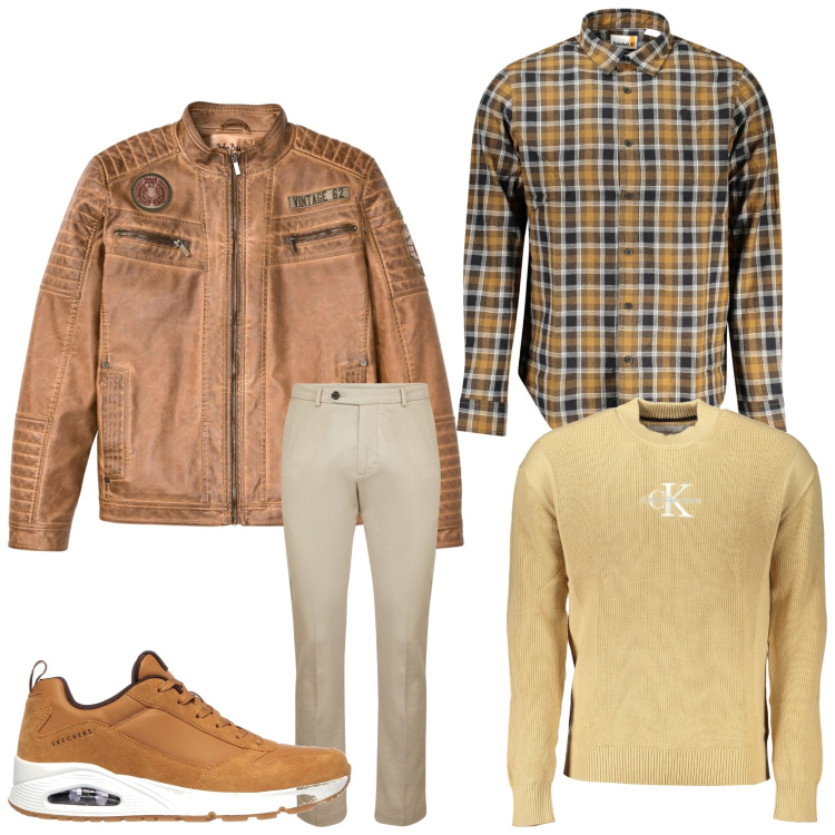 Outfit uomo - Casual rock. Stile Biker Rock per Tutti i giorni. Abbinamento con giacche, sneakers, camicie, maglieria, pantaloni.