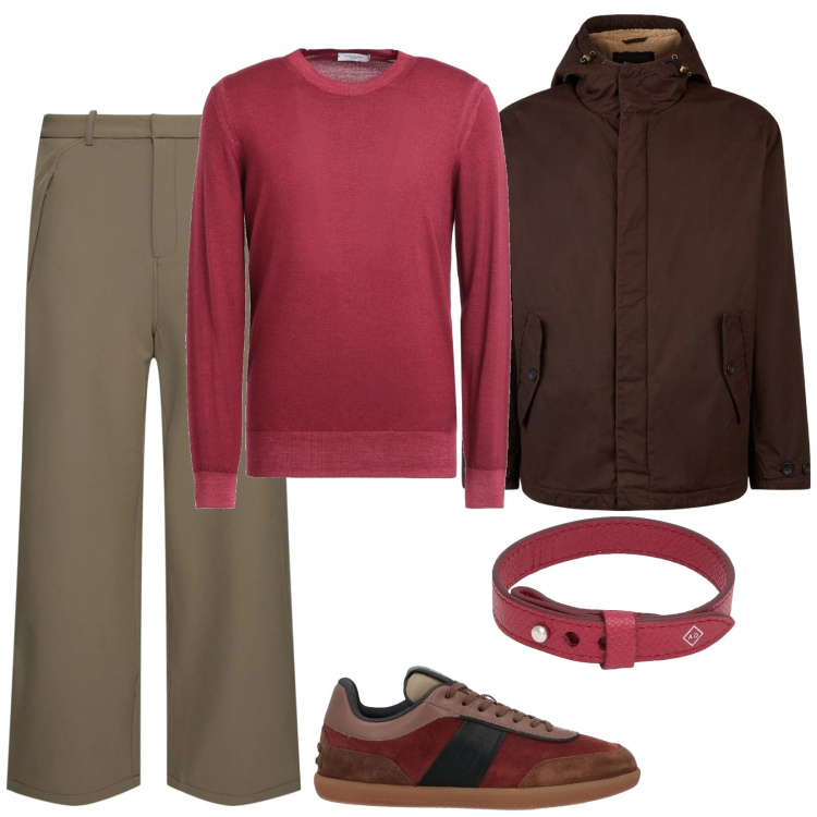 Outfit uomo - Total look #2032899. Stile Casual per Tutti i giorni. Abbinamento con braccialetti, pullovers, sneakers, giacche, pantaloni.