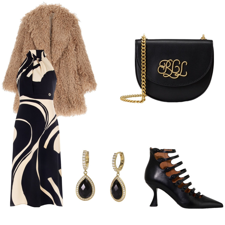 Outfit donna - Total look #2032936. Abbinamento con ecopellicce, stivaletti, orecchini, vestiti midi/longuette, borse a tracolla.