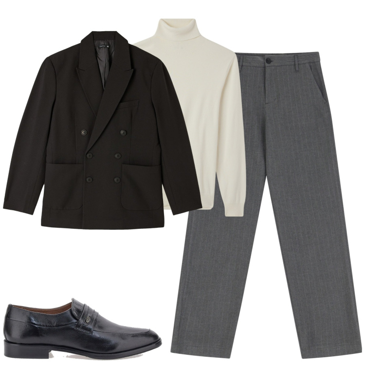 Outfit uomo - City. Stile Business/Elegante per Tutti i giorni. Abbinamento con giacche, maglieria, pantaloni, scarpe stringate.