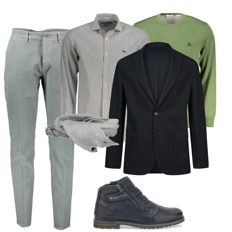 Outfit uomo - Vestire a strati. Stile Casual per Ufficio. Abbinamento con giacche, pantaloni, camicie, scarpe stringate, sciarpe, maglieria.