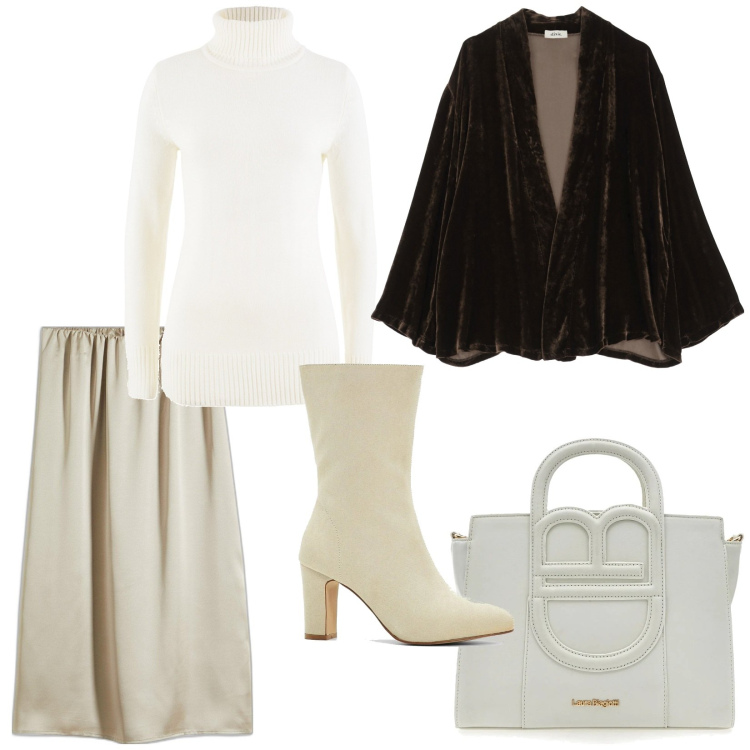 Outfit donna - Total look #2033074. Stile Minimal per Serata fuori. Abbinamento con maglieria, gonne longuette, stivaletti, blazer, borse a tracolla.