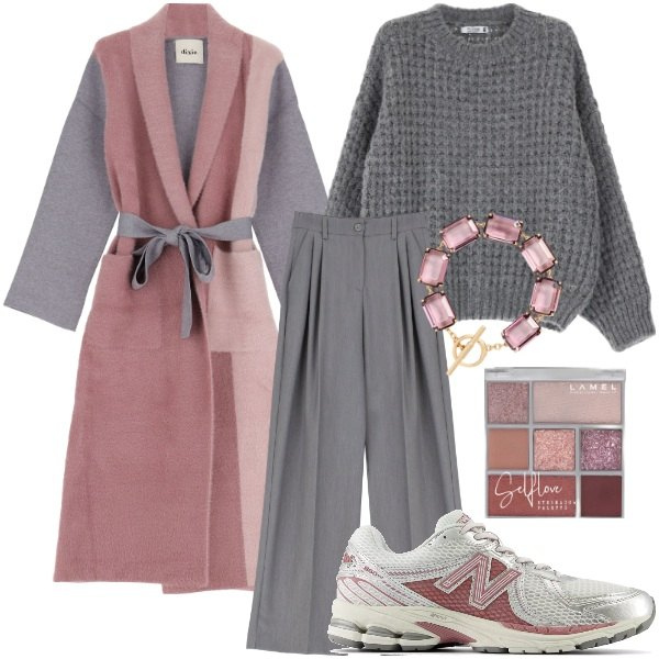 Outfit donna - Un nuovo anno, un nuovo stile. Stile Casual chic per Serata fuori. Abbinamento con ombretti, sneakers, pullovers, pantaloni, cappotti, braccialetti.