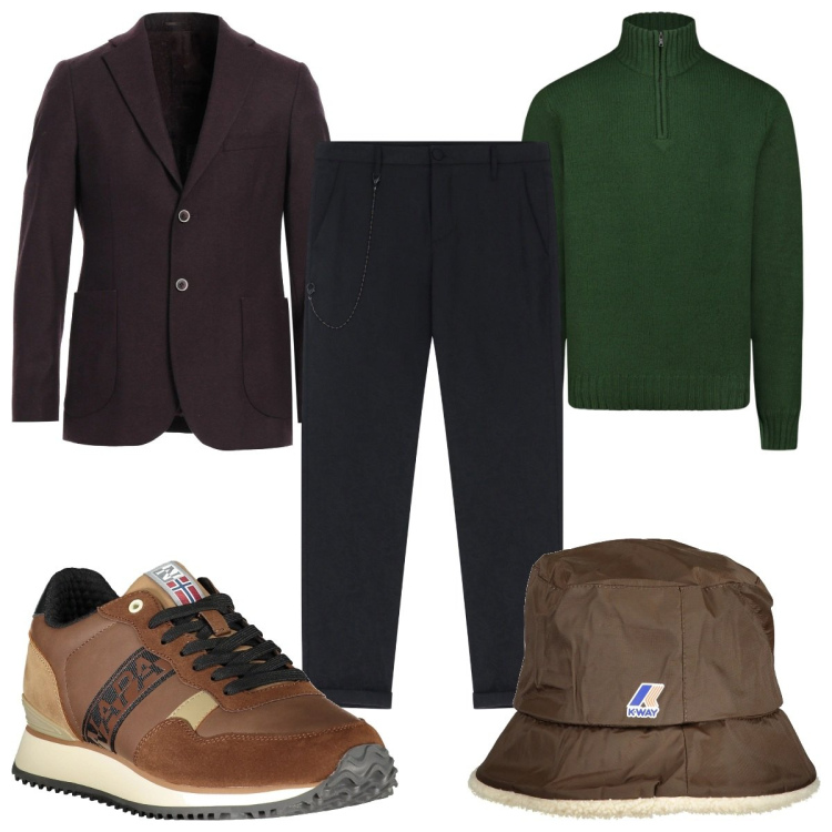 Outfit uomo - Total look #2033256. Stile Casual per Tutti i giorni. Abbinamento con giacche, pantaloni, maglieria, sneakers, cappelli.