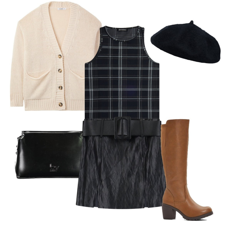 Outfit donna - Il top a quadri. Stile Casual chic per Tutti i giorni. Abbinamento con stivali, cardigans, canottiere, minigonne, cappelli e berretti, borse a tracolla.