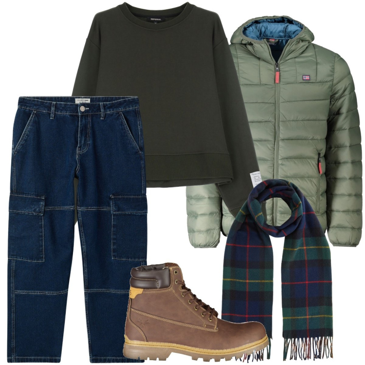 Outfit uomo - Il jeans cargo. Stile Casual per Tutti i giorni. Abbinamento con jeans, felpe, stivali, giacche, sciarpe.