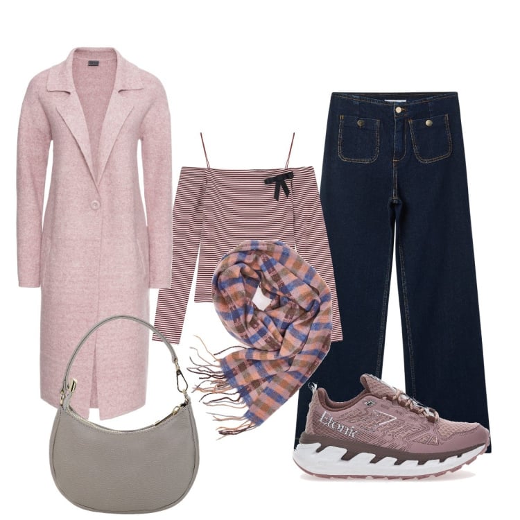 Outfit donna - Nuovo anno nuovo stile. Stile Casual chic per Tutti i giorni. Abbinamento con cappotti, jeans, maglieria, borse a spalla, sciarpe, sneakers.