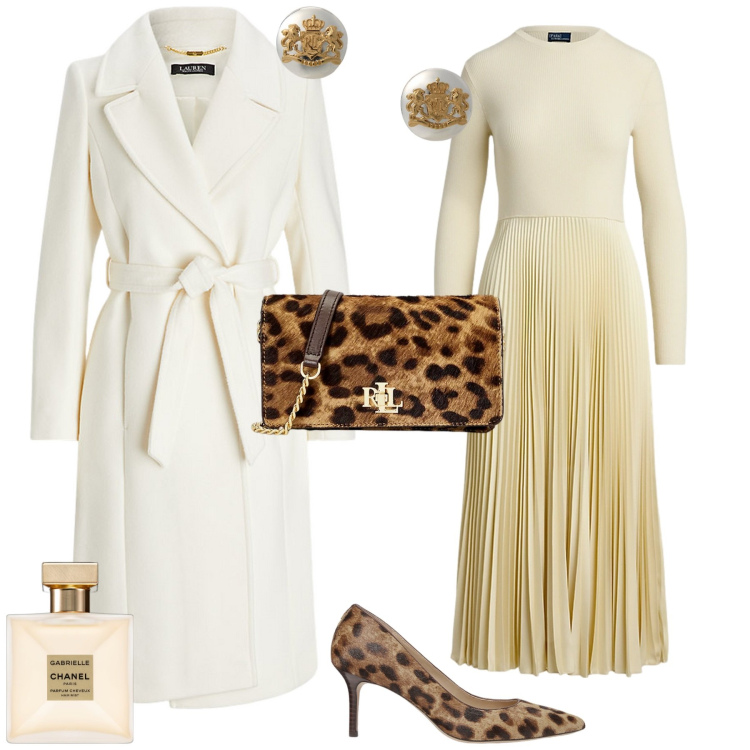 Outfit donna - Evento cerimonia serata speciale. Stile Bon Ton per Cerimonia. Abbinamento con profumi, orecchini, cappotti, vestiti, borse a mano, décolleté.