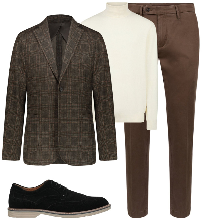 Outfit uomo - Total look #2033641. Stile Trendy per Tutti i giorni. Abbinamento con scarpe stringate, giacche, pantaloni chino, maglieria.