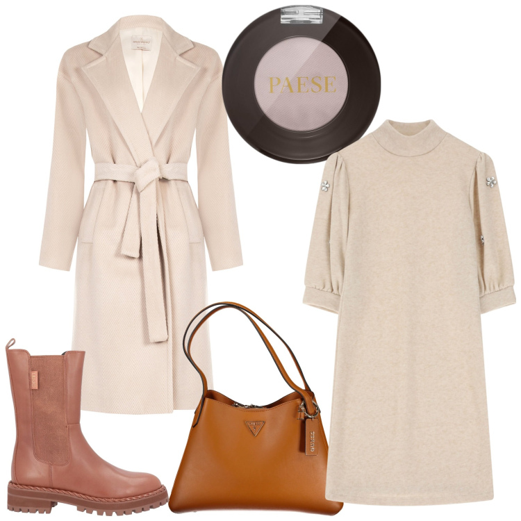 Outfit donna - Chiaramente. Stile Casual chic per Ufficio. Abbinamento con stivaletti, ombretti, cappotti, vestiti corti, borse a spalla.