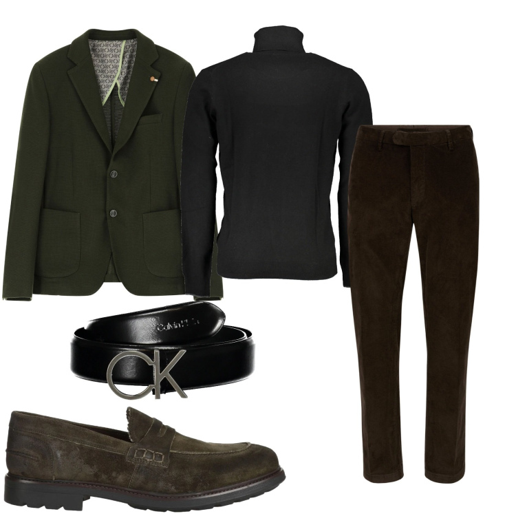 Outfit uomo - Lo scuro è di moda. Stile Trendy per Tutti i giorni. Abbinamento con scarpe stringate, giacche, pantaloni, cinture, maglieria.