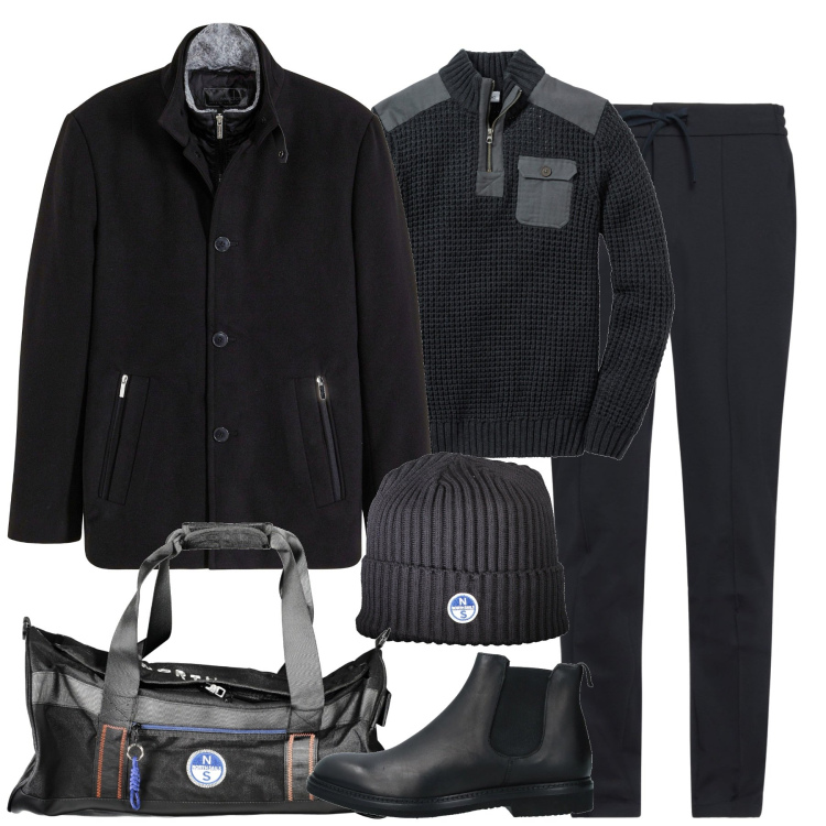 Outfit uomo - City. Stile Urban per Tutti i giorni. Abbinamento con maglieria, giacche, stivali e stivaletti, pantaloni skinny, berretti, borse sportive.
