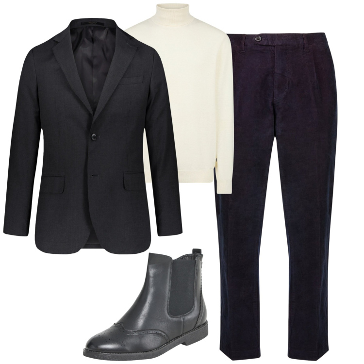 Outfit uomo - Total look #2033772. Stile Business/Elegante per Tutti i giorni. Abbinamento con stivali e stivaletti, pantaloni, giacche, maglieria.