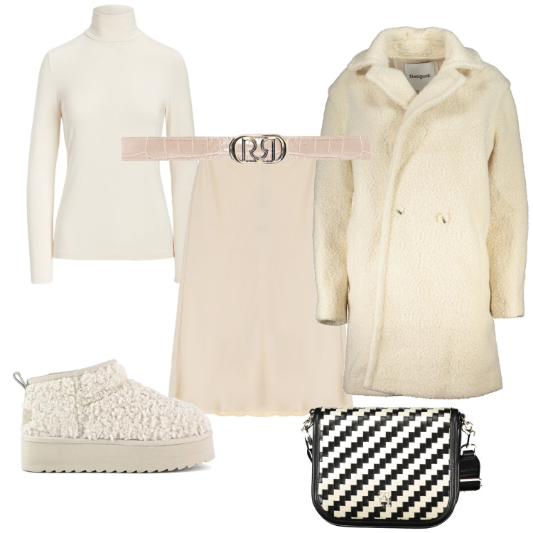 Outfit donna - In città. Stile Urban per Ufficio. Abbinamento con cinture, gonne, top, stivaletti, cappotti, borse a tracolla.