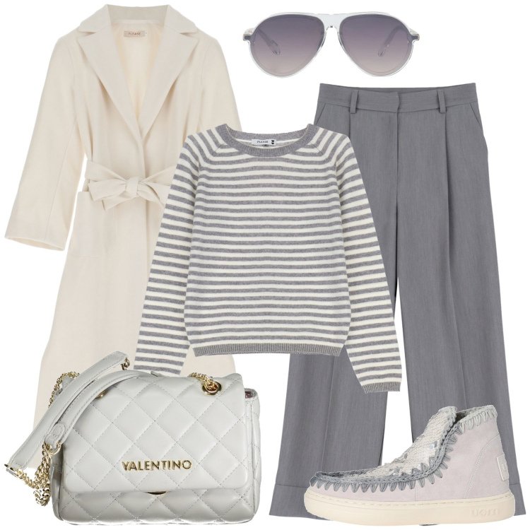 Outfit donna - Si ritorna al lavoro. Stile Casual chic per Ufficio. Abbinamento con stivaletti, occhiali da sole, cappotti, pullovers, pantaloni, borse a tracolla.