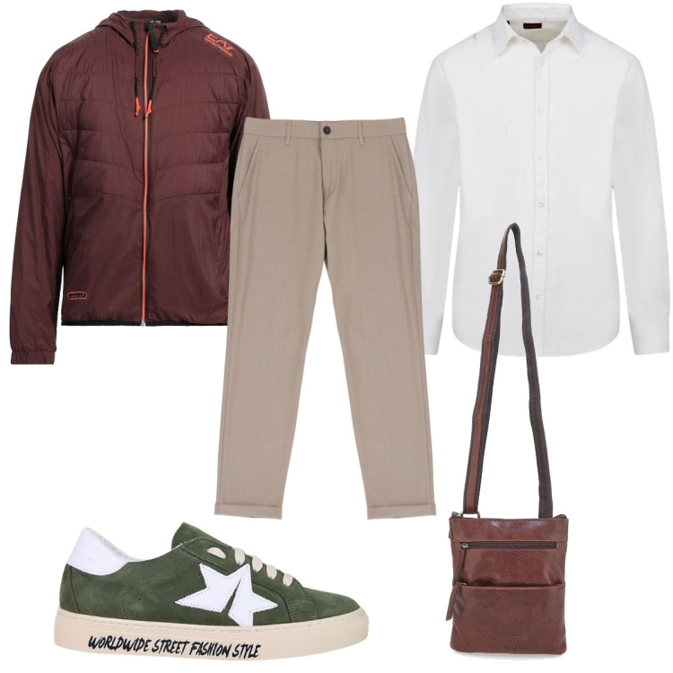 Outfit uomo - Total look #2033964. Stile Casual per Tutti i giorni. Abbinamento con giacche, pantaloni, sneakers, camicie, portafogli.