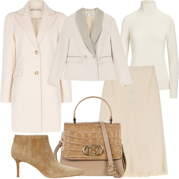 Outfit donna - Bon Ton winter. Stile Bon Ton per Ufficio. Abbinamento con blazer, borse a mano, cappotti, gonne, stivaletti, top.