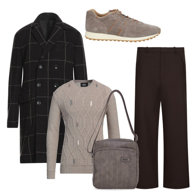 Outfit uomo - Moka trendy. Stile Trendy per Serata speciale. Abbinamento con sneakers, cappotti, pullovers, portafogli, pantaloni.