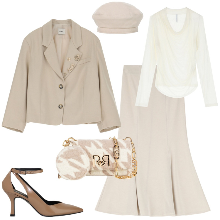 Outfit donna - Bianco allure retro\'. Stile Chic per Tutti i giorni. Abbinamento con pullovers, gonne, décolleté, cappelli e berretti, blazer, borse a tracolla.