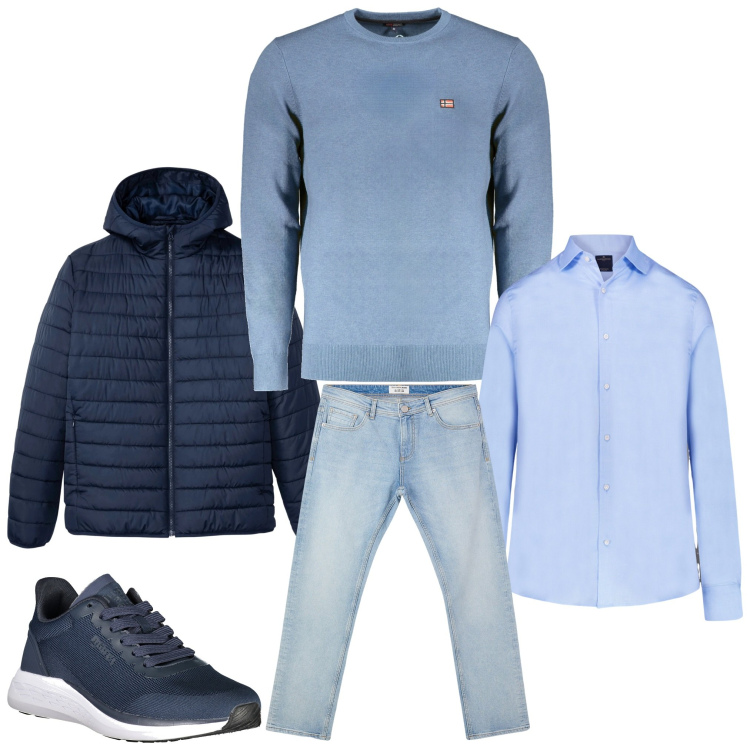 Outfit uomo - Jeans e sneakers. Stile Casual per Tutti i giorni. Abbinamento con giacche, jeans, camicie, sneakers, maglieria.