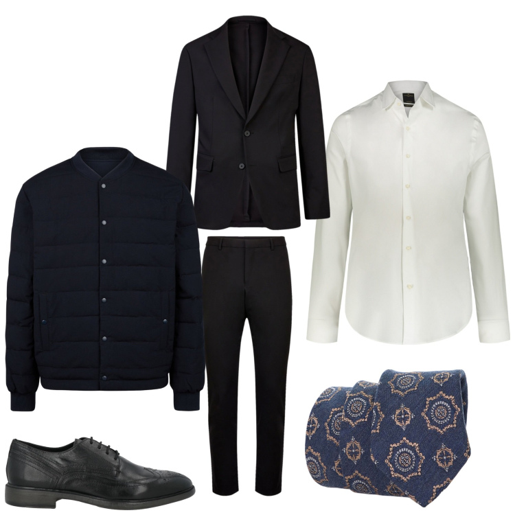 Outfit uomo - Che stile. Stile Business/Elegante per Serata speciale. Abbinamento con scarpe stringate, cravatte, camicie, abiti, piumini.