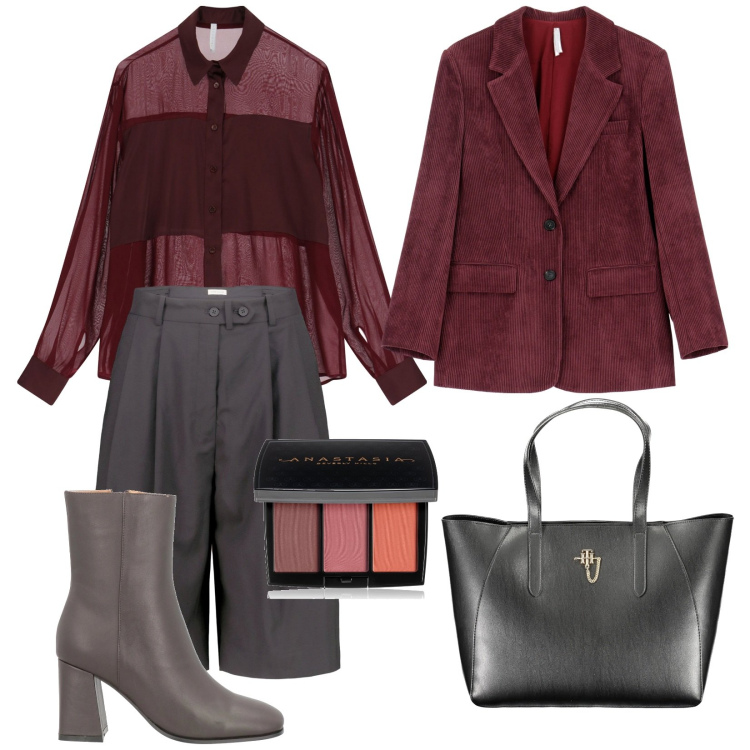 Outfit donna - Total look #2034549. Stile Trendy per Tutti i giorni. Abbinamento con stivaletti, blush, blazer, camicie, bermuda, borse a spalla.