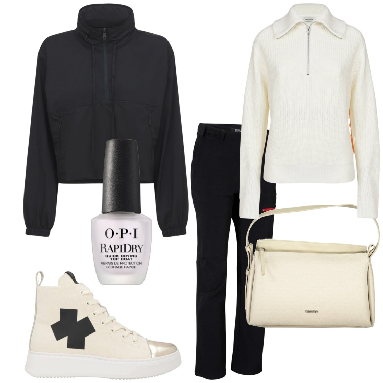 Outfit donna - Total look #2034552. Stile Basic per Tutti i giorni. Abbinamento con pantaloni, sneakers alte, smalti, maglieria, borse a spalla, blazer.