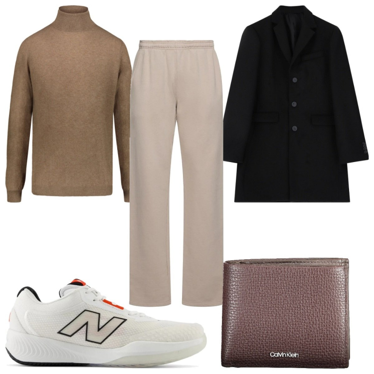Outfit uomo - Total look #2034624. Stile Casual per Ufficio. Abbinamento con sneakers, cappotti, maglieria, portafogli, pantaloni.