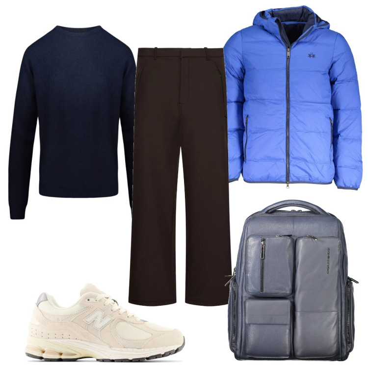 Outfit uomo - Total look #2034629. Stile Trendy per Tutti i giorni. Abbinamento con sneakers, maglieria, giacche, borse sportive, pantaloni.