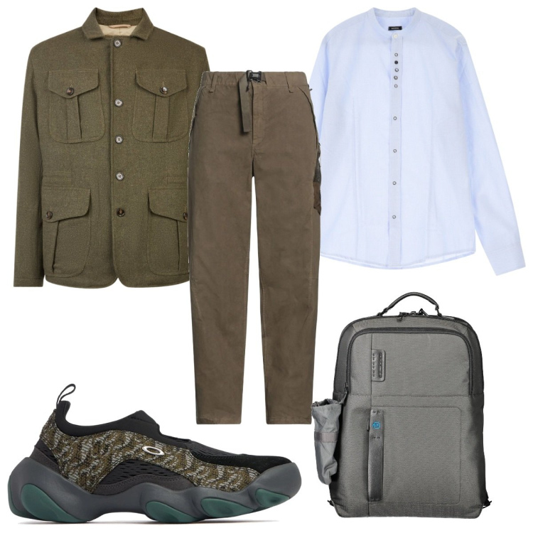 Outfit uomo - Total look #2034635. Stile Casual per Tutti i giorni. Abbinamento con pantaloni, camicie, giacche, borse sportive, sneakers.