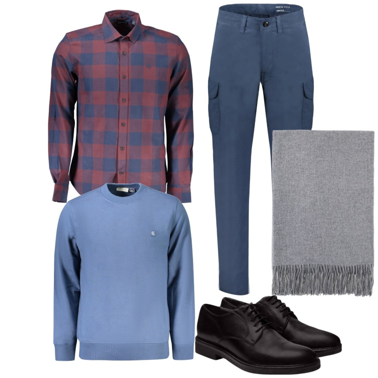 Outfit uomo - Le stringate. Stile Casual per Ufficio. Abbinamento con sciarpe, scarpe stringate, camicie, pantaloni, felpe.