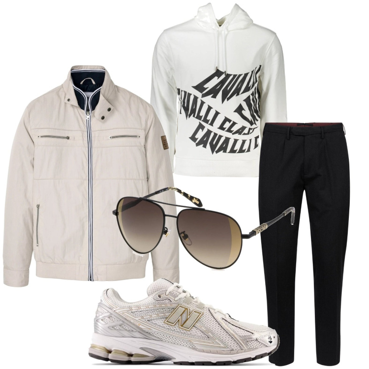 Outfit uomo - Sportivo. Stile Urban per Tutti i giorni. Abbinamento con giacche, sneakers, pantaloni, occhiali da sole, felpe con cappuccio.