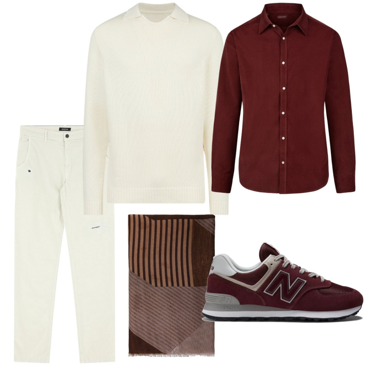 Outfit uomo - Urban boy. Stile Urban per Tutti i giorni. Abbinamento con sneakers, pantaloni chino, sciarpe, maglieria, camicie.