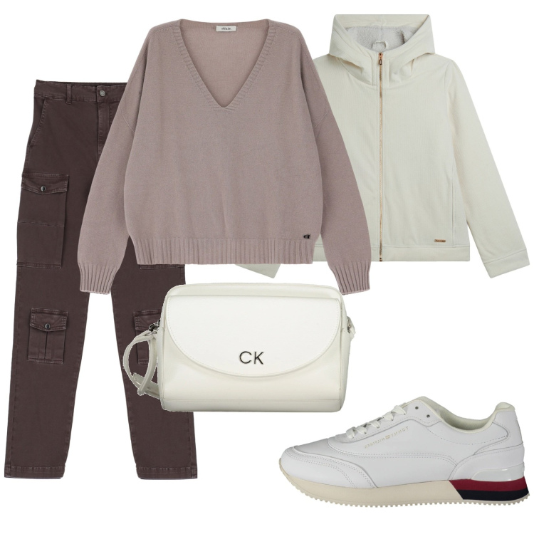 Outfit donna - Total look #2035009. Stile Casual per Tutti i giorni. Abbinamento con blazer, jeans, maglieria, borse a tracolla, sneakers.