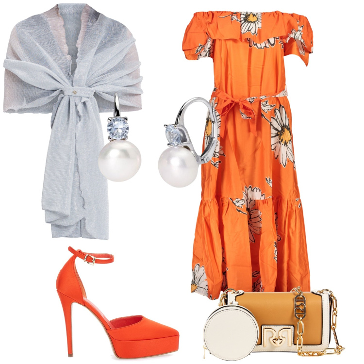 Outfit donna - Un importante compleanno. Stile Glamour per Serata fuori. Abbinamento con orecchini, stole, pochette, décolleté, vestiti lunghi.