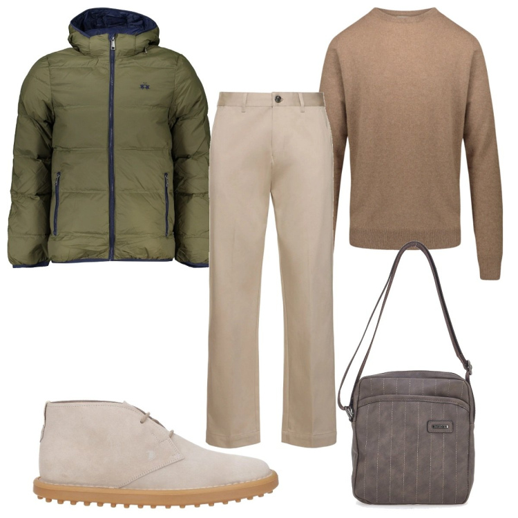 Outfit uomo - Total look #2035099. Stile Casual per Tutti i giorni. Abbinamento con stivali e stivaletti, maglieria, portafogli, pantaloni, giacche.