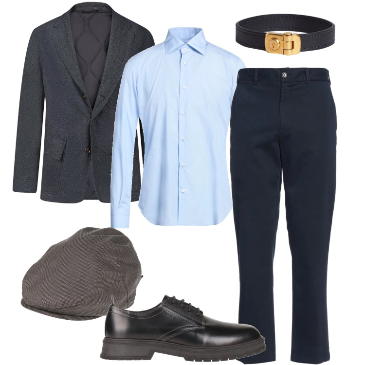 Outfit uomo - Il berretto per l’inverno. Stile Business/Elegante per Serata speciale. Abbinamento con scarpe stringate, pantaloni, cappelli, braccialetti, camicie, giacche.