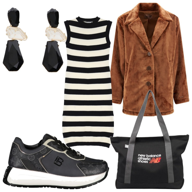 Outfit donna - Total look #2035311. Stile Sporty chic per Tutti i giorni. Abbinamento con borse tote, vestiti, cappotti, orecchini, sneakers.