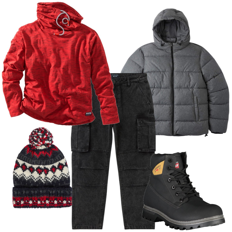 Outfit uomo - Il berretto invernale. Stile Casual per Tutti i giorni. Abbinamento con maglieria, piumini, jeans, berretti, stivali.