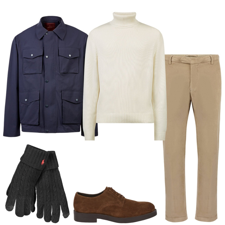 Outfit uomo - Total look #2035483. Stile Casual per Tutti i giorni. Abbinamento con scarpe stringate, maglieria, pantaloni, giacche, guanti.
