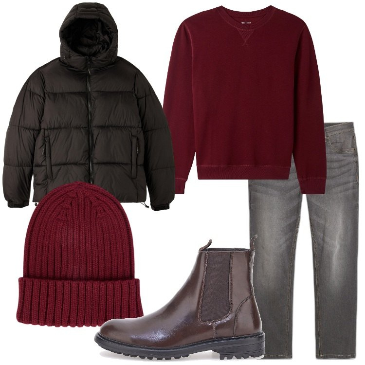 Outfit uomo - Il berretto per l\'inverno. Stile Casual per Tutti i giorni. Abbinamento con jeans dritti, piumini, felpe, stivali e stivaletti, berretti.