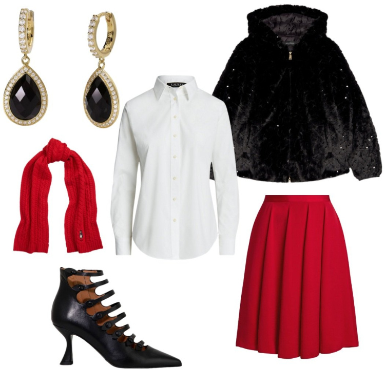 Outfit donna - My love. Stile Casual chic per Serata fuori. Abbinamento con orecchini, stivaletti, camicie, sciarpe, gonne, blazer.