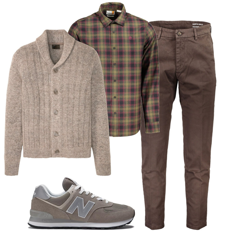 Outfit uomo - Comfortable. Stile Urban per Tutti i giorni. Abbinamento con cardigans, sneakers, camicie, pantaloni.