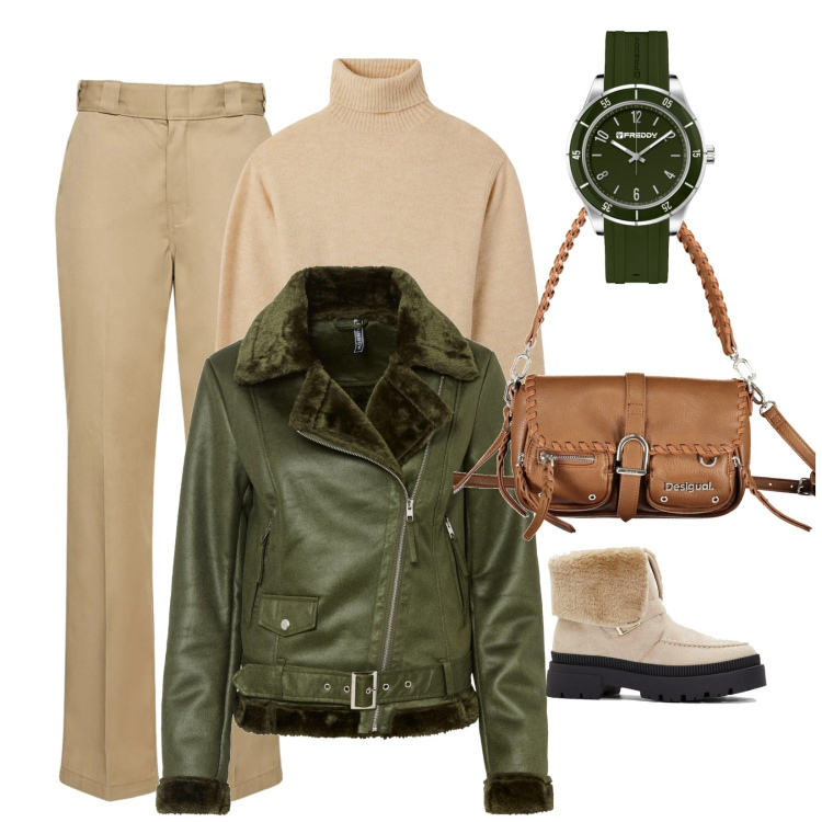Outfit donna - Amanda. Stile Casual chic per Tutti i giorni. Abbinamento con blazer, stivaletti, maglieria, orologi, pantaloni, borse a spalla.