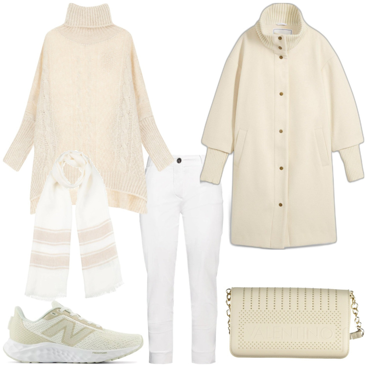Outfit donna - Una sciarpa e via - @nike75. Stile Sporty chic per Tutti i giorni. Abbinamento con cappotti, pantaloni, sciarpe, sneakers, maglieria, borse a tracolla.