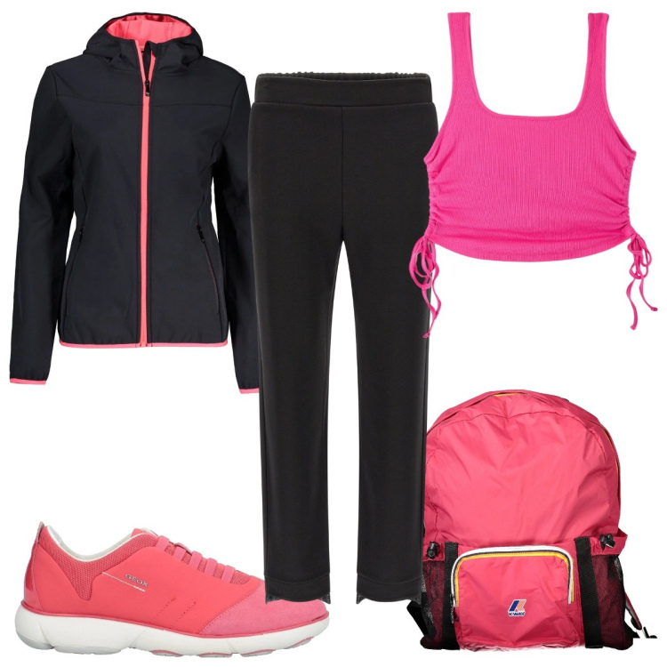 Outfit donna - Gennaio in palestra : in rosa!. Stile Trendy per Sport. Abbinamento con sneakers, canottiere, pantaloni, giacche sportive, zaini.