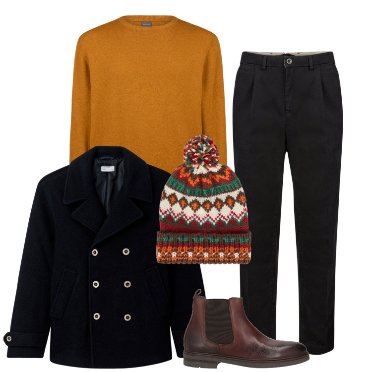 Outfit uomo - Il berretto per l\'inverno. Stile Trendy per Tutti i giorni. Abbinamento con stivali e stivaletti, cappotti, pantaloni, berretti, maglieria.