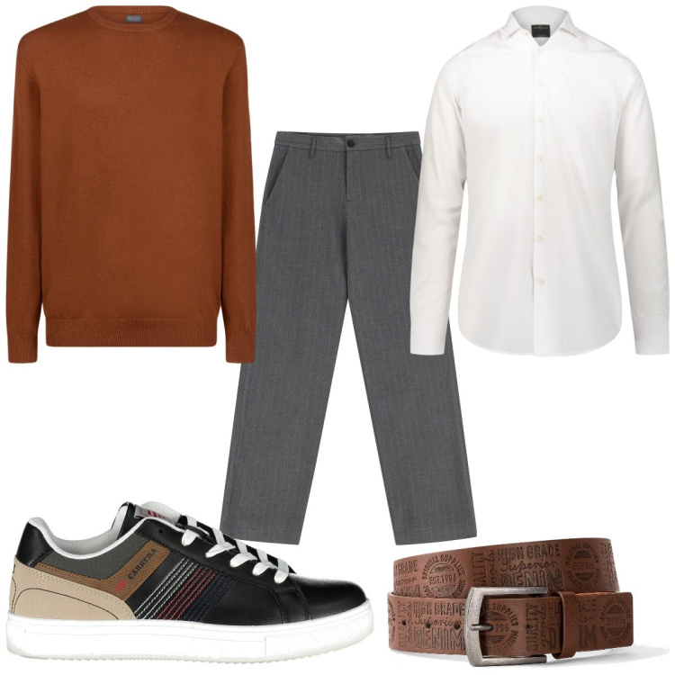Outfit uomo - Total look #2035802. Stile Casual per Tutti i giorni. Abbinamento con cinture, pantaloni, camicie, maglieria, sneakers.