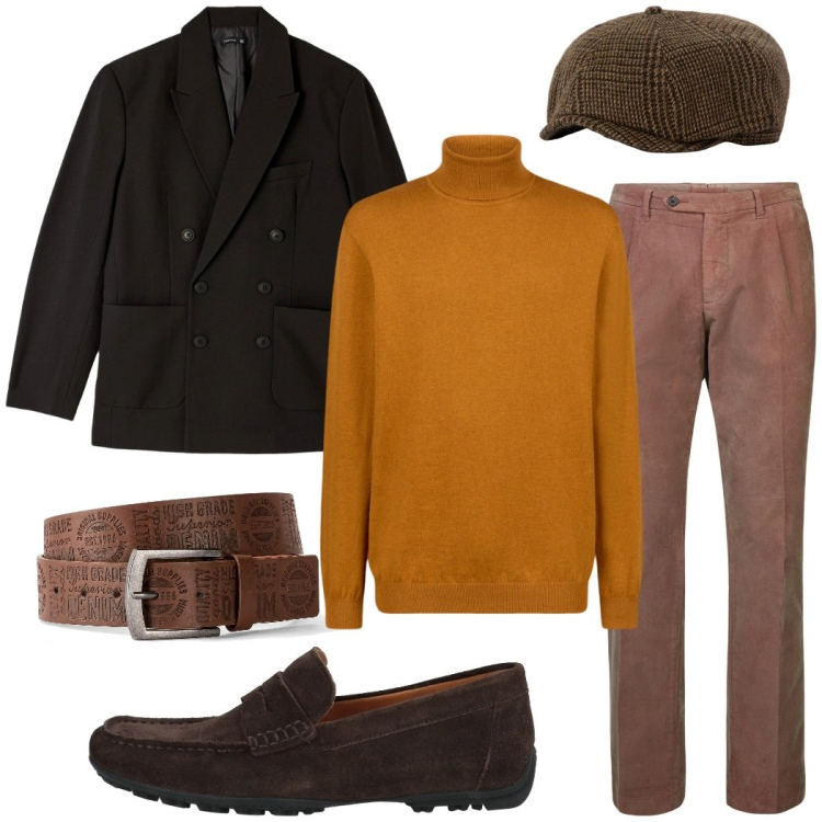 Outfit uomo - Un tocco di velluto. Stile Casual per Tutti i giorni. Abbinamento con cinture, scarpe stringate, giacche, pantaloni, maglieria, cappelli.